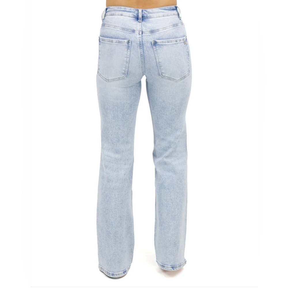 Grace & Lace Light Washed Distressed Wide Leg Jeans - Picture 5 of 5